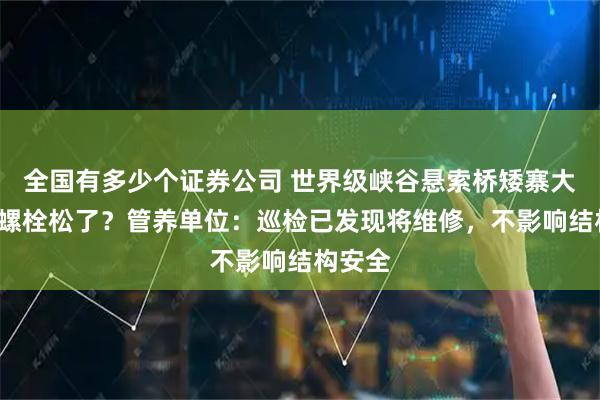 全国有多少个证券公司 世界级峡谷悬索桥矮寨大桥3颗螺栓松了？管养单位：巡检已发现将维修，不影响结构安全