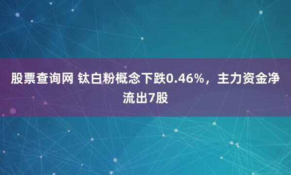 股票查询网 钛白粉概念下跌0.46%，主力资金净流出7股